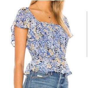 ASTR January Smocked Floral Top xs